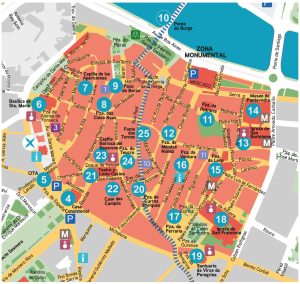 Plano turístico del casco histórico de Pontevedra.