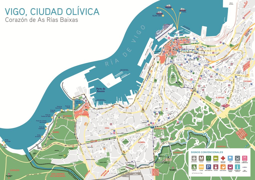 Plano turístico de la ciudad de Vigo.