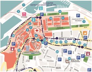 Plano turístico del casco histórico de Vigo.