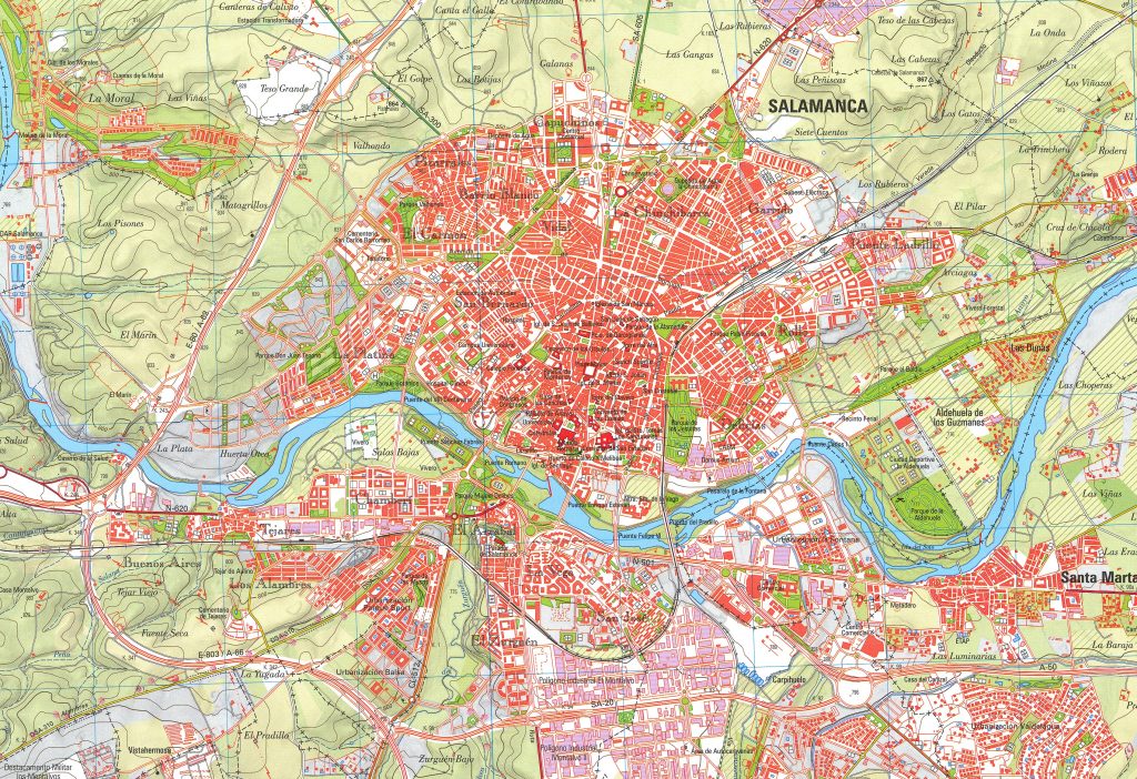 Mapa de accesos por carretera a la ciudad de Salamanca.