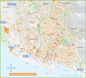 Plano del centro de la ciudad de Santa Cruz de Tenerife