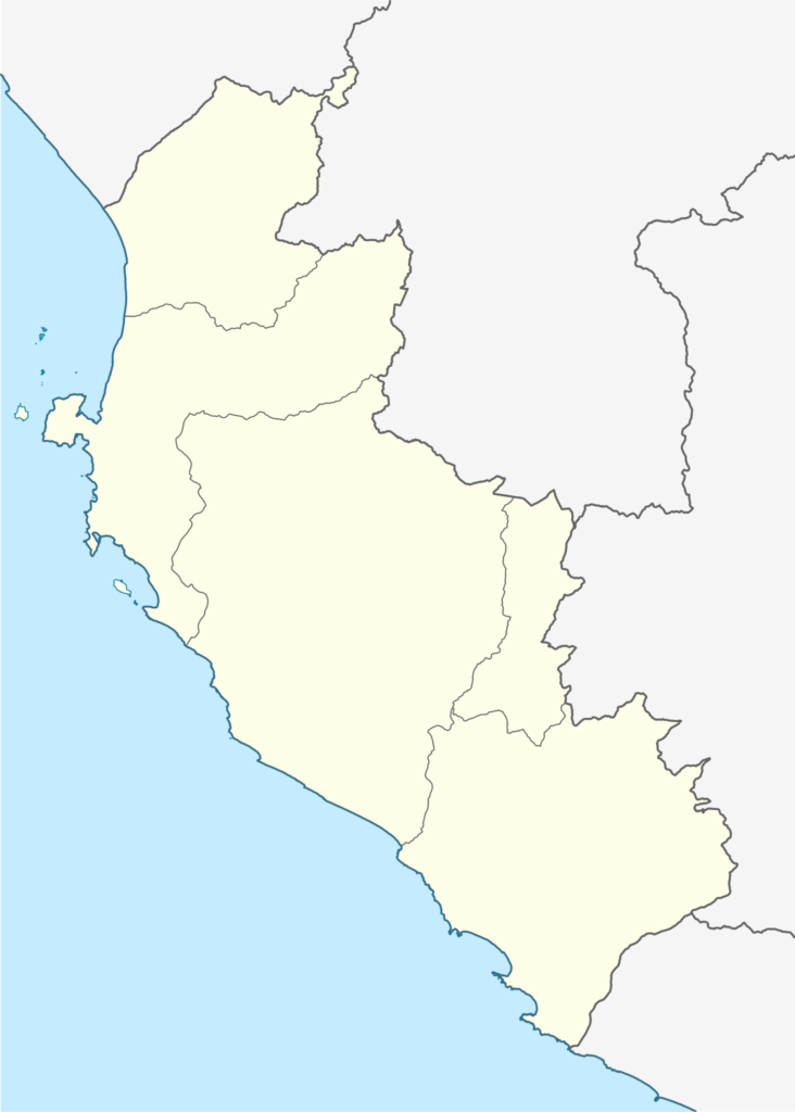 Mapa en blanco del departamento de Ica.