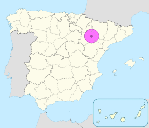 Mapa de ubicación de Zaragoza en España.