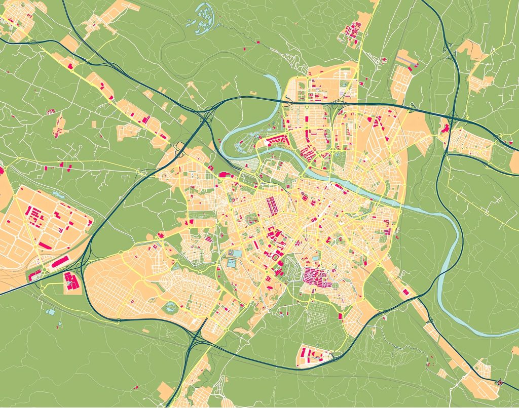 Mapa mudo de Zaragoza.