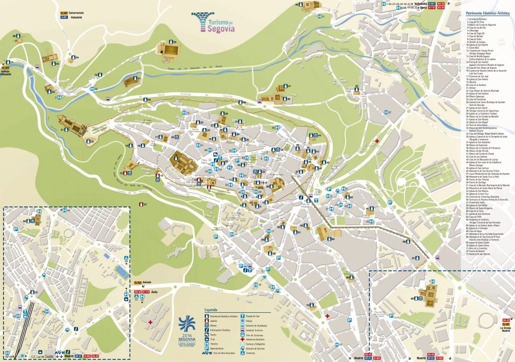 Plano turístico de la ciudad de Segovia.