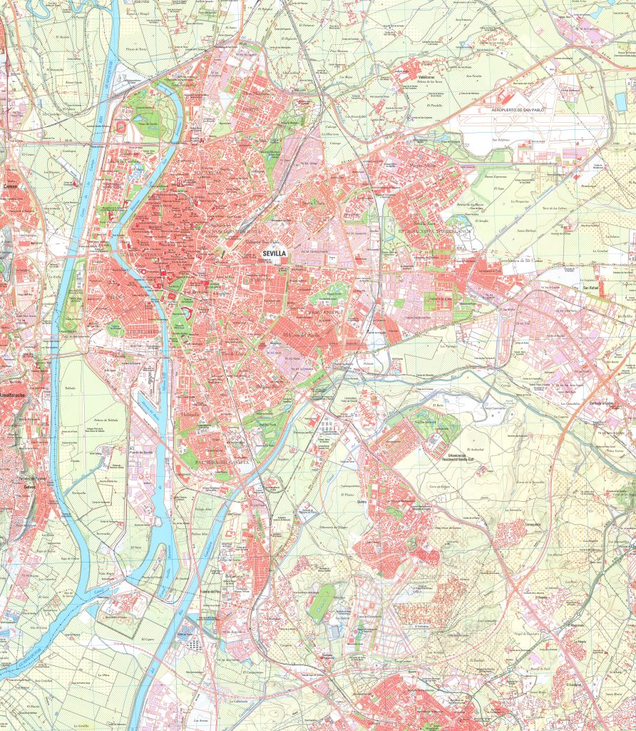 Mapa de la ciudad de Sevilla.