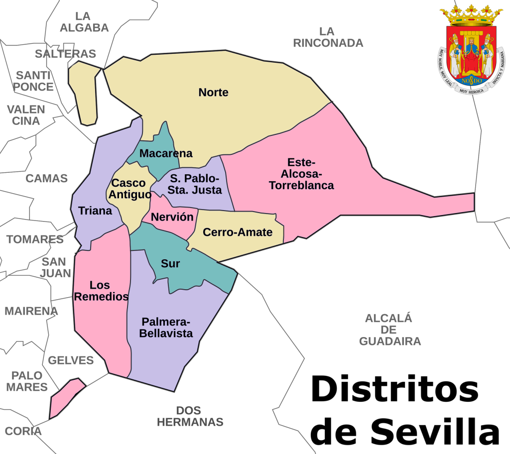 Plano de los distritos de Sevilla.