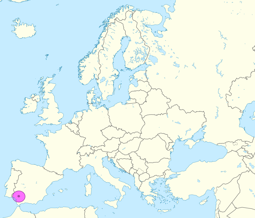 Mapa de ubicación de Sevilla.