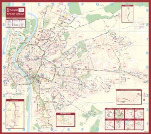 Plano de la red de autobús y tranvía de Sevilla