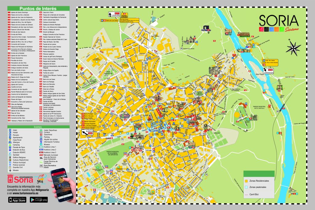 Plano turístico de la ciudad de Soria.