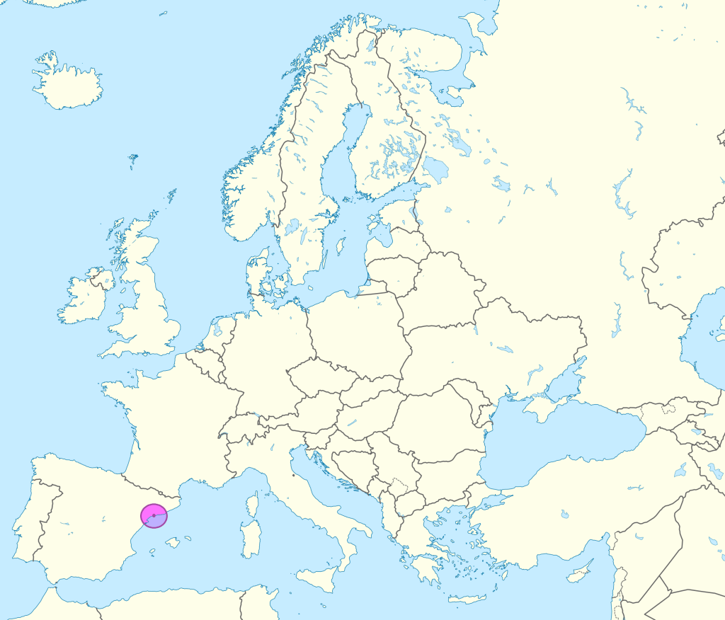 Mapa de ubicación de Tarragona en Europa.