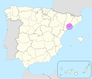 Mapa de ubicación de Tarragona en España.
