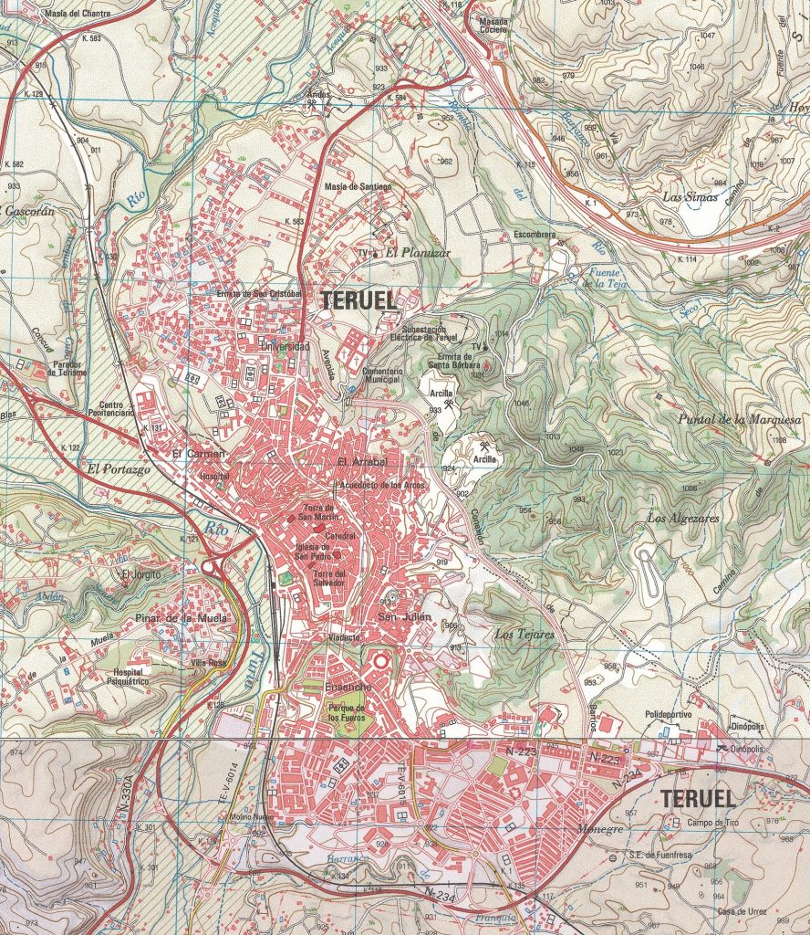 Mapa de la ciudad de Teruel.