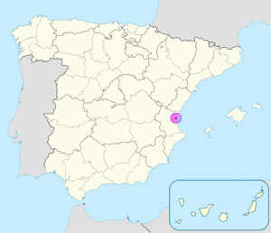 Mapa de ubicación de Valencia en España.