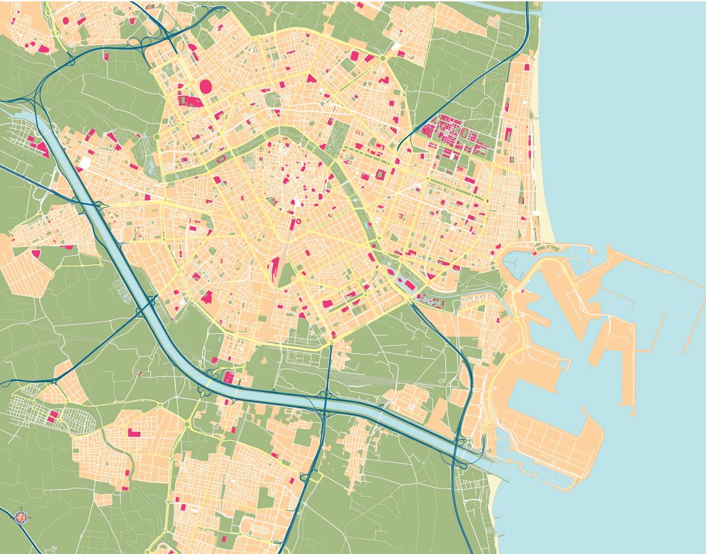 Mapa mudo de Valencia.
