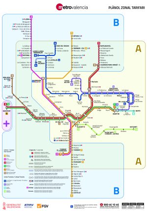 Plano de la red de metro de Valencia