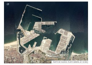 Vista aérea del puerto de Valencia