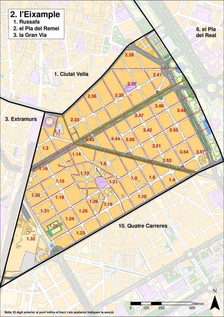 Plano del distrito del Ensanche (Valencia).