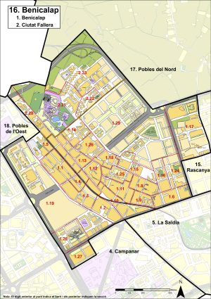 Plano del distrito de Benicalap
