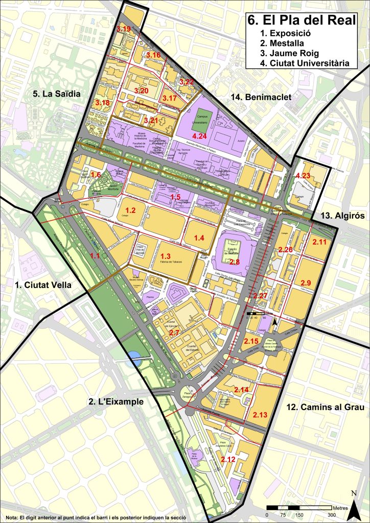 Plano del distrito de El Pla del Real.