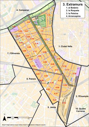 Plano del distrito de Extramurs