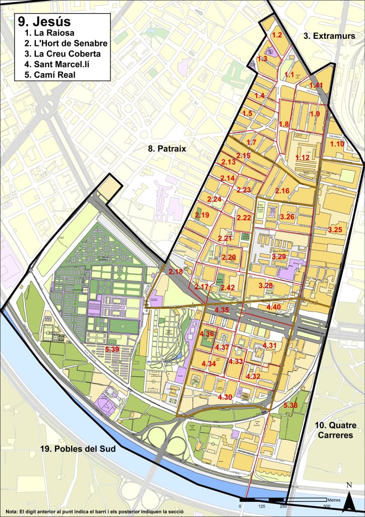 Plano del distrito de Jesús (Valencia).