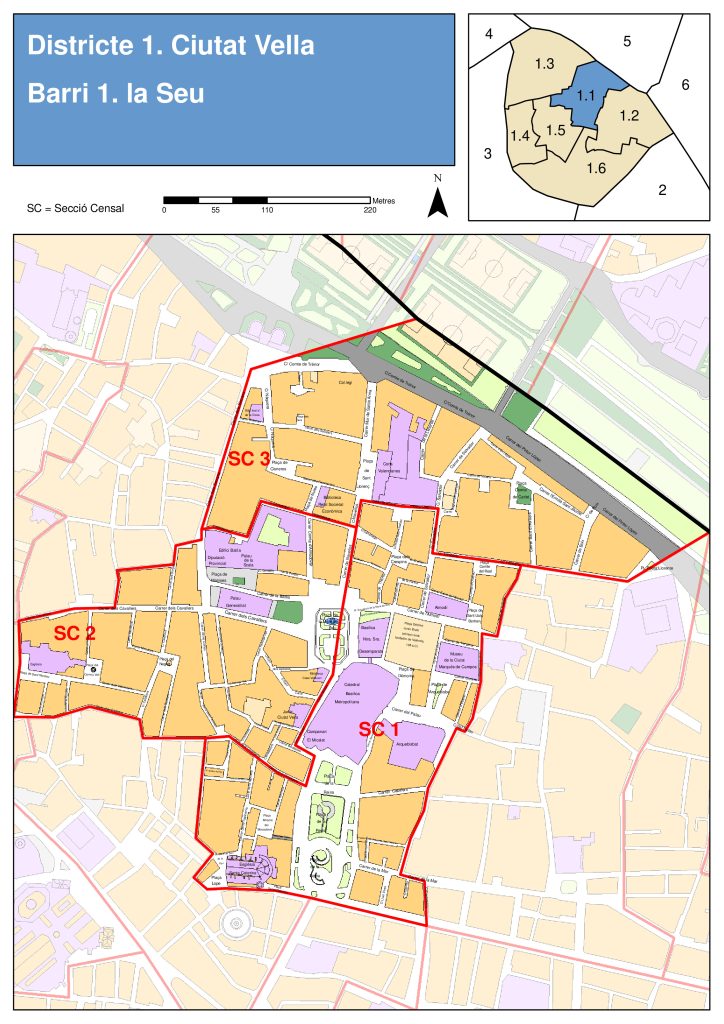 Plano del barrio de La Seu.