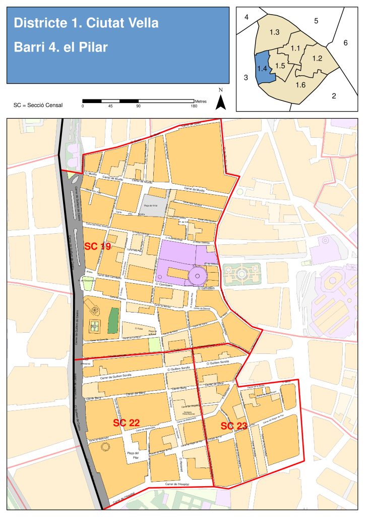 Plano del barrio de El Pilar (Valencia).