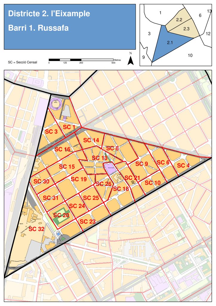 Plano del barrio de Ruzafa.