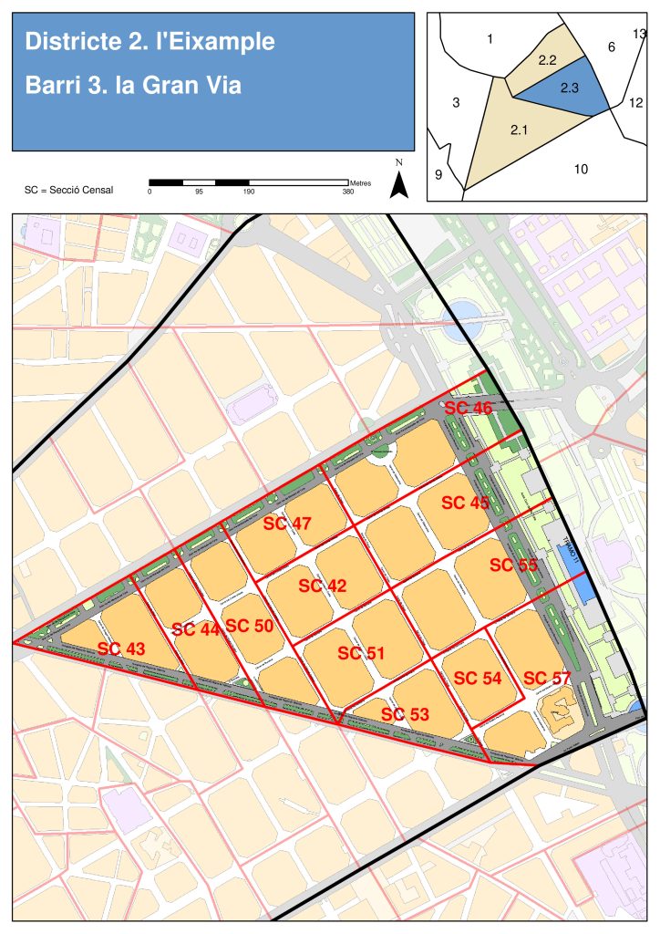 Plano del barrio de Gran Vía (Valencia).