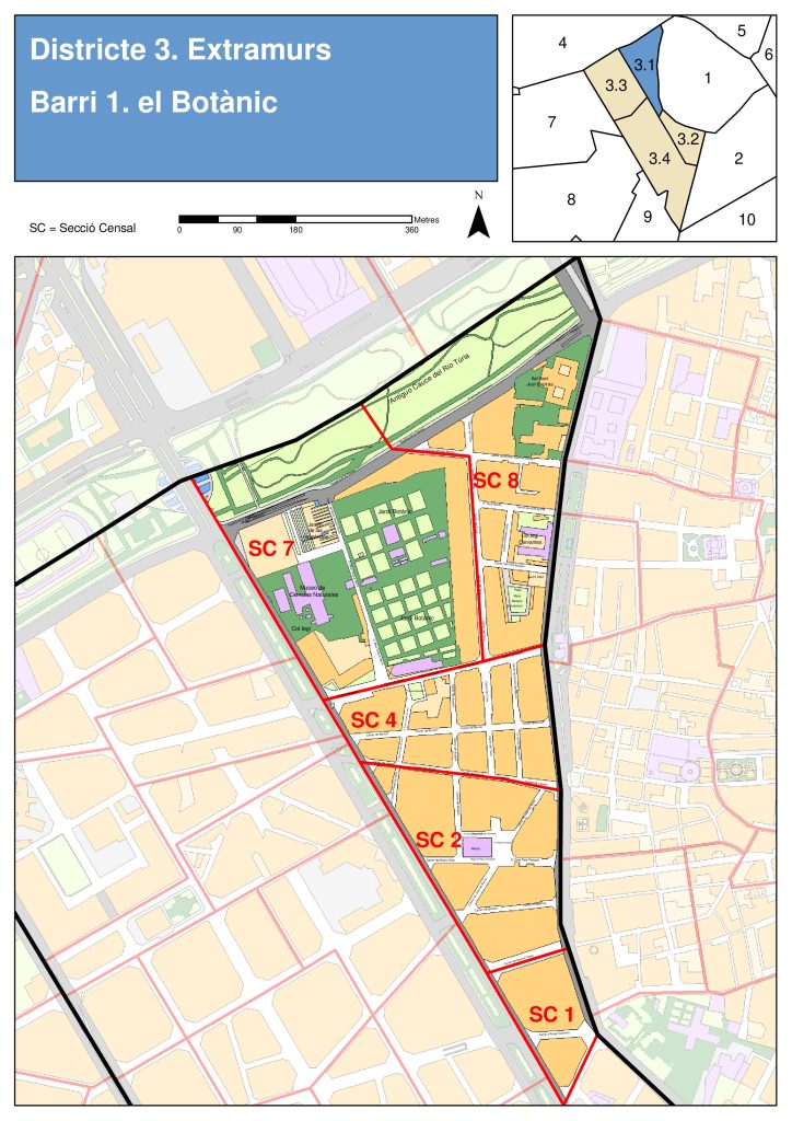 Plano del barrio del Botánico.
