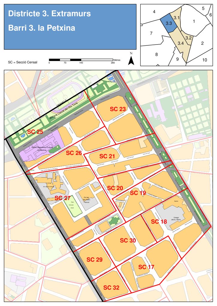 Plano del barrio de La Petxina.