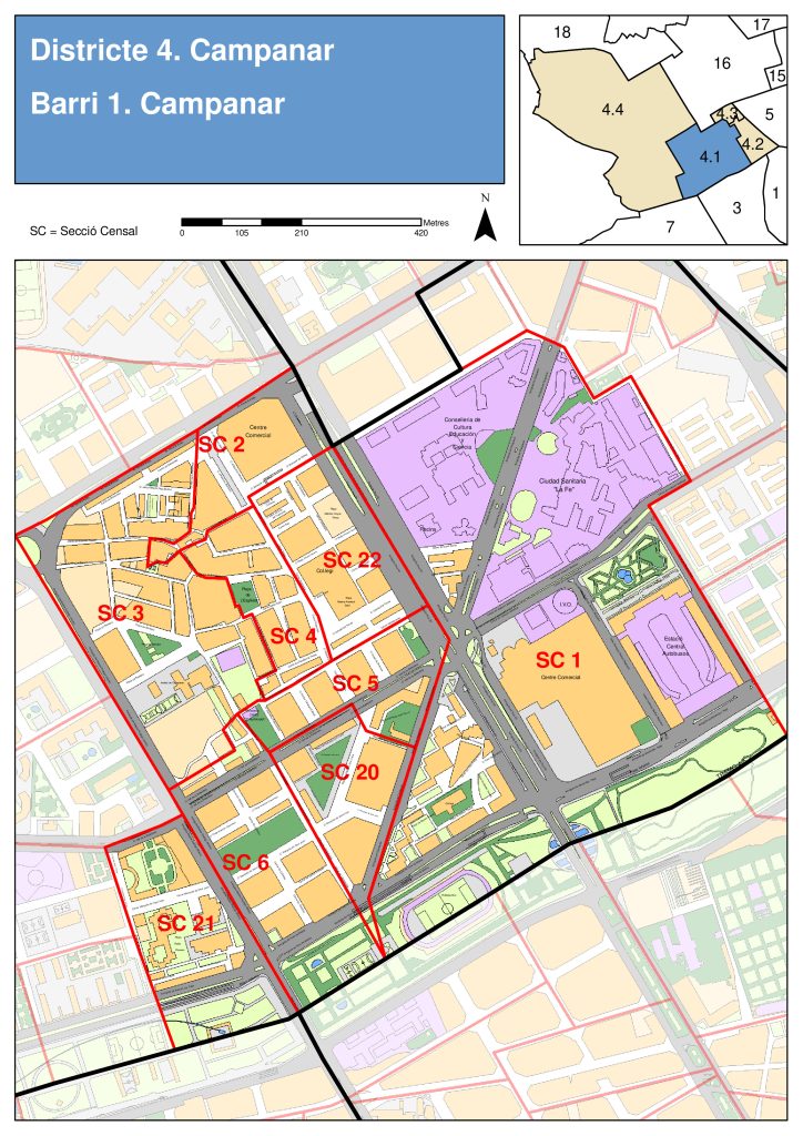 Plano del barrio de Campanar.