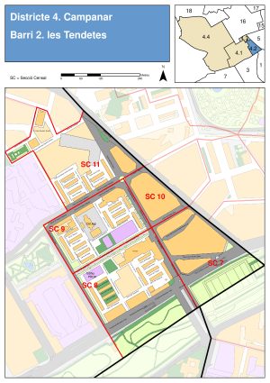 Plano del barrio de Les Tendetes