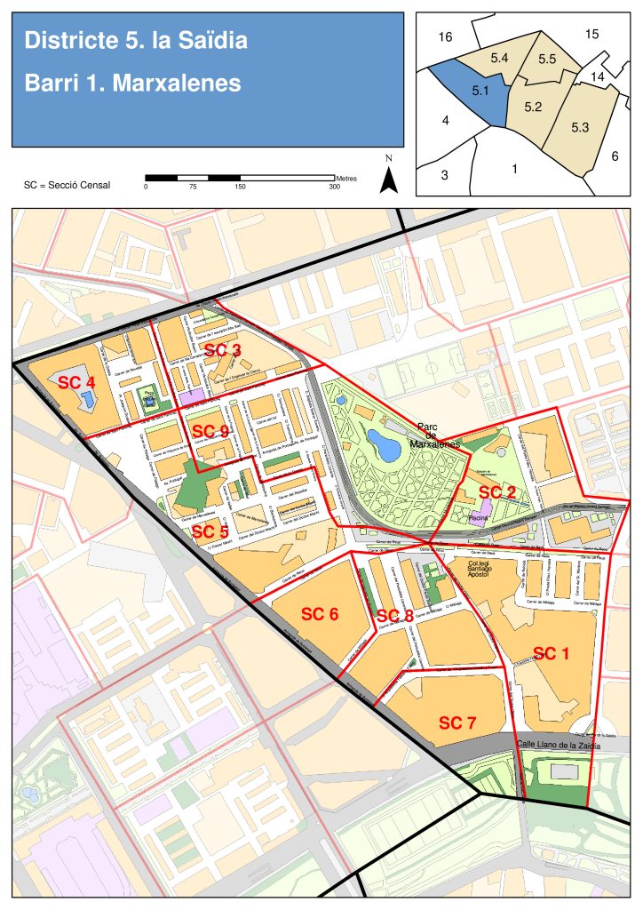 Plano del barrio de Marchalenes.