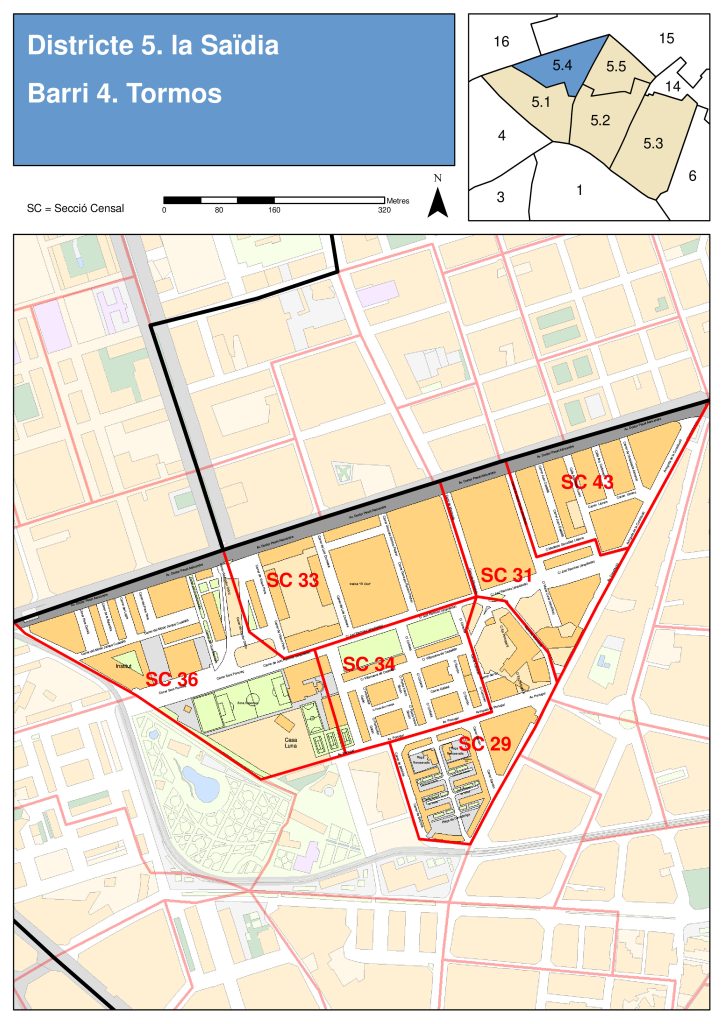 Plano del barrio de Tormos (Valencia).