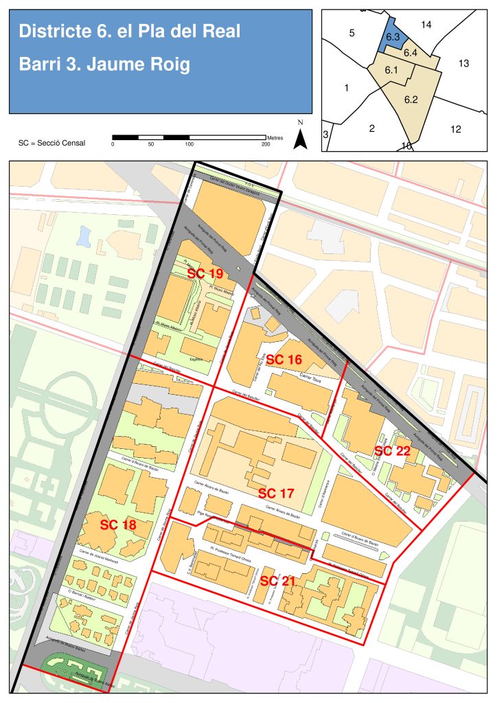 Plano del barrio de Jaume Roig.