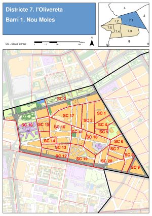 Plano del barrio de Nou Moles