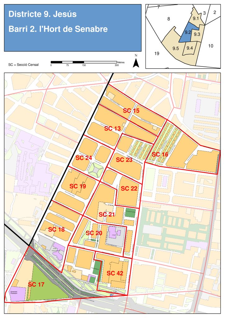 Plano del barrio de L'Hort de Senabre.