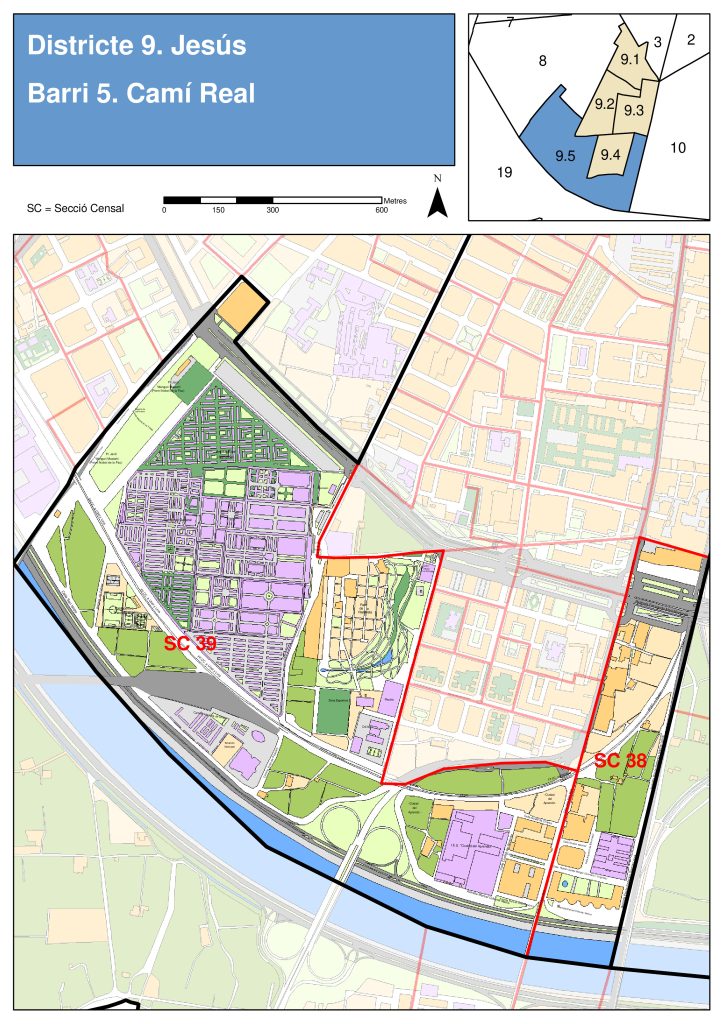 Plano del barrio de Camino Real (Valencia).
