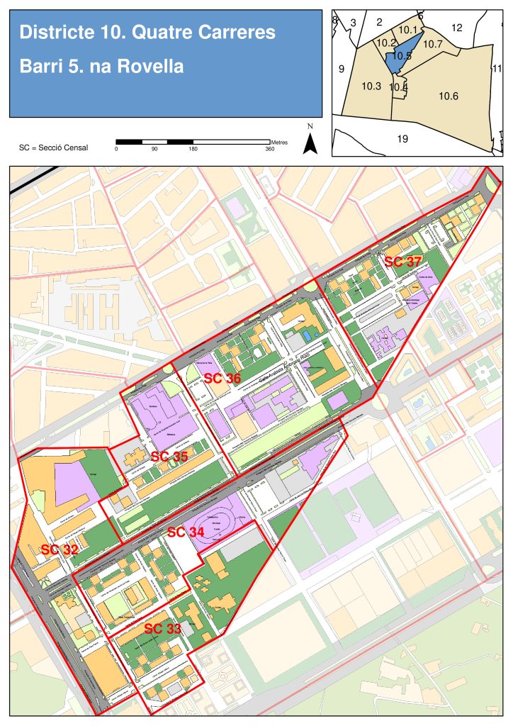 Plano del barrio de Na Rovella.
