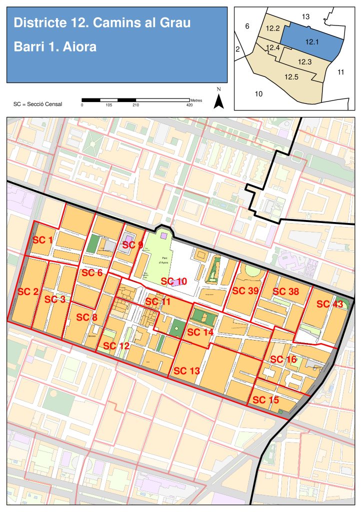 Plano del barrio de Ayora (Valencia).
