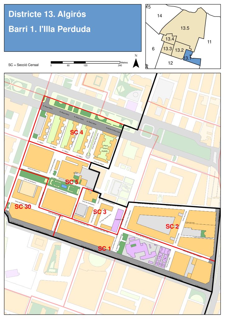 Plano del barrio de L'Illa Perduda.