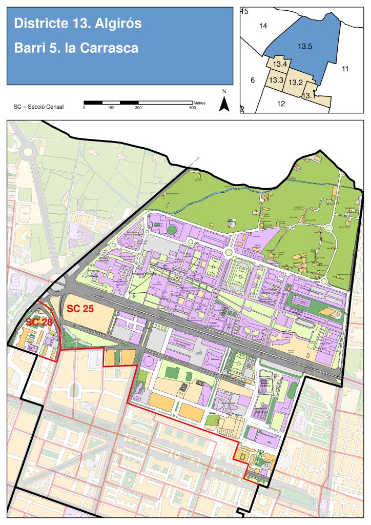 Plano del barrio de La Carrasca (Valencia).