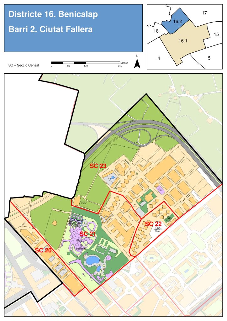 Plano del barrio de Ciutat Fallera.