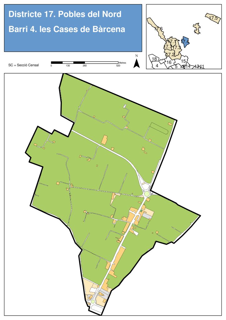 Plano de la pedanía de Casas de Bárcena.