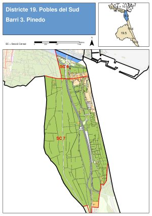 Plano de la pedanía de Pinedo (Valencia)