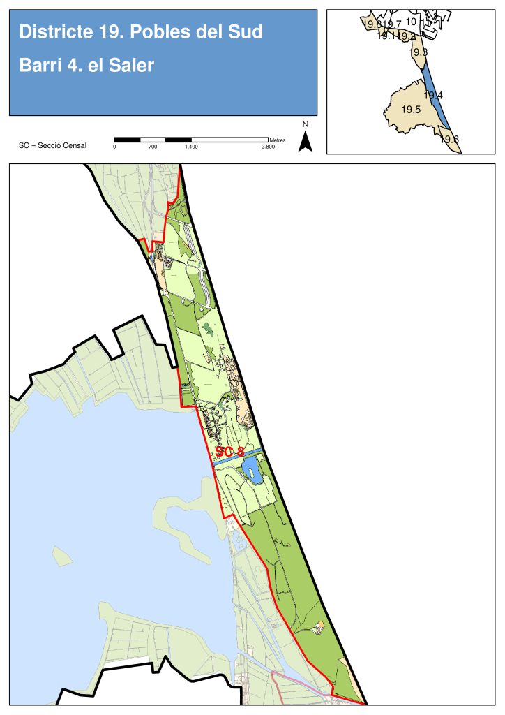 Plano de la pedanía de El Saler.
