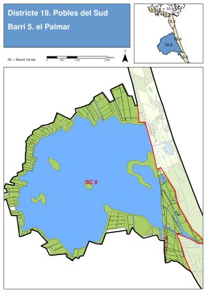 Plano de la pedanía de El Palmar (Valencia)