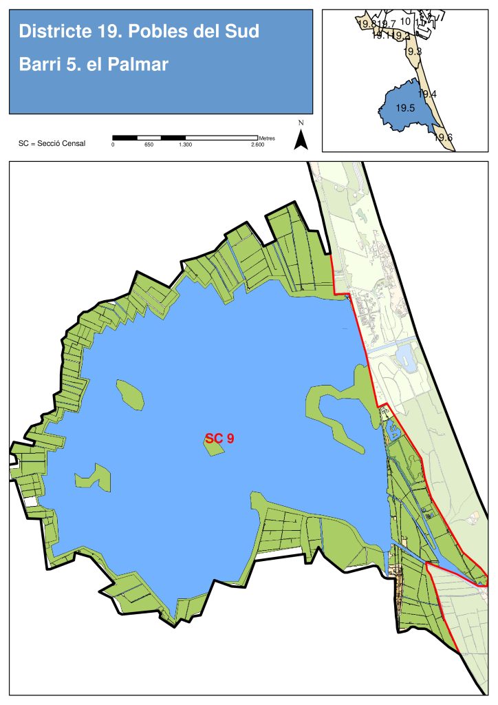 Plano de la pedanía de El Palmar (Valencia).